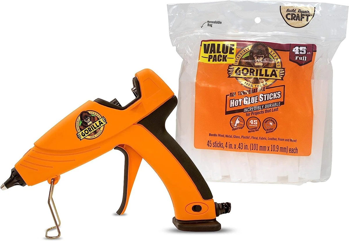 Gorilla Dual Temp Full-Size Hot Glue Gun Kit with 45 45 Sticks