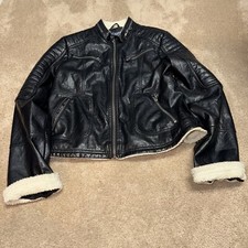 Chaps Black Faux Leather Moto Womens Jacket L