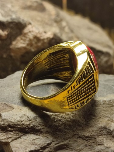 Damen Ring in Gold Gr 59 Im antik Retro Marmor Design Blutrot auffälliger Stein - Picture 4 of 6