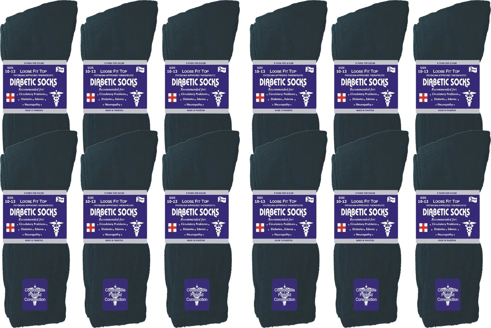 12 Pairs Men's Black Diabetic Crew Socks Health Circulatory Calf Cotton 10-13
Opens in a new window