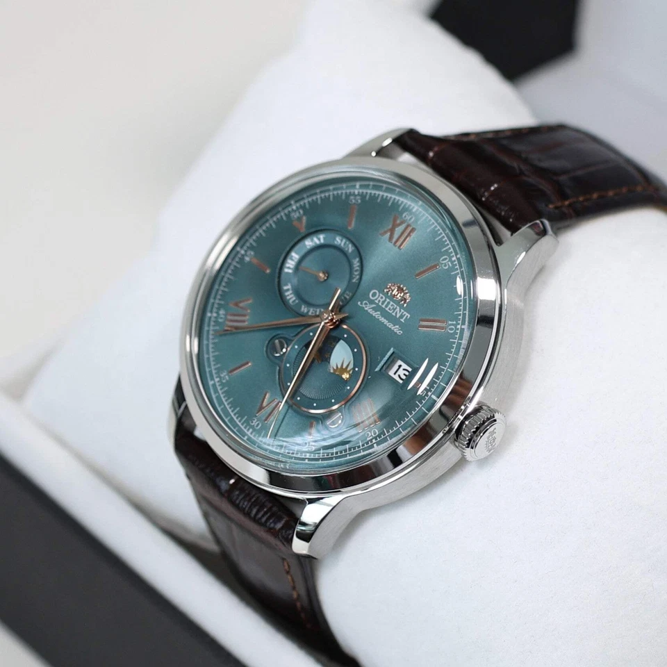 Reloj Hombre Orient Automático Sol y Luna Esfera Verde RA-AK0805E Foto 3 de 4