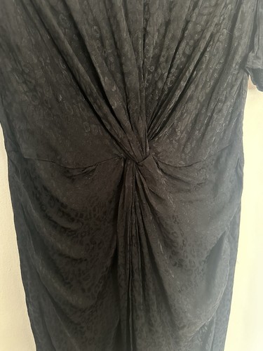 Abito midi cocktail formale increspato stampa animalier raso nero taglia 6 Coast UK - Foto 2 di 8