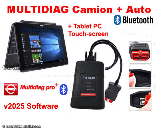 DIAGNOSI AUTO PROFESSIONALE MULTIMARCA 2025 + TABLET PC TOUCH SCREEN
