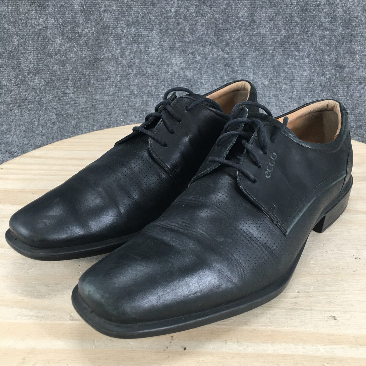 Ecco Shoes Mens 11 Casual Oxford Square Toe Comfort Black 