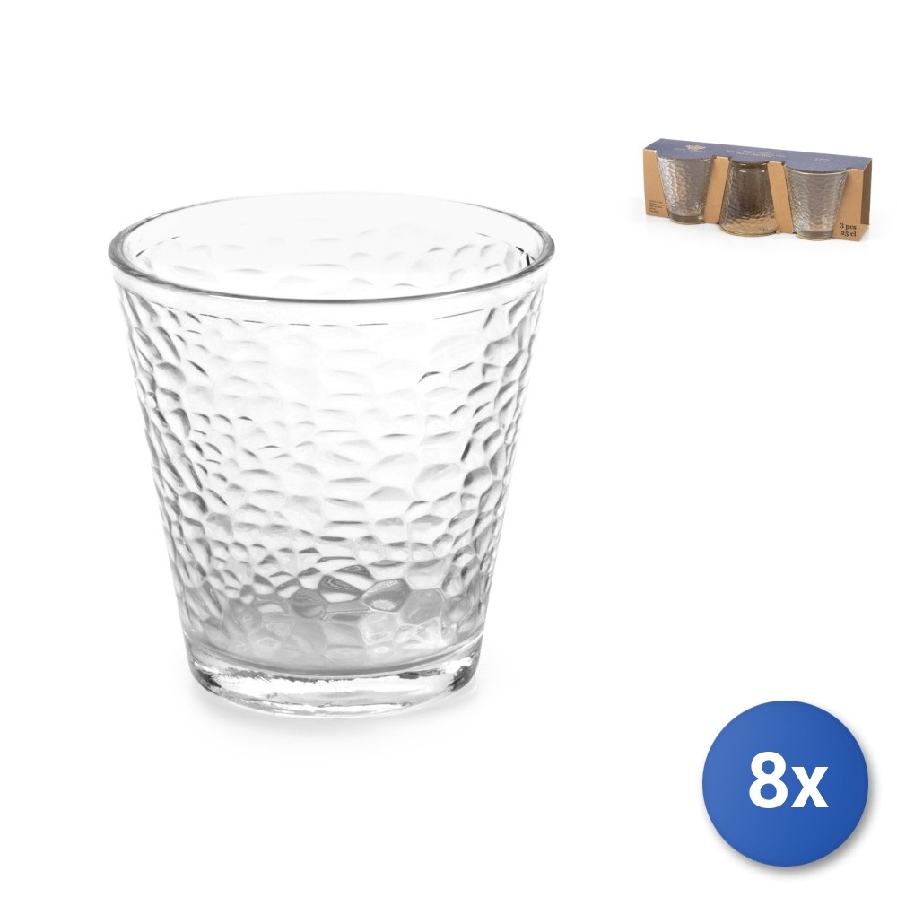 8X Royal Norfolk Sets Of 3 Clink Glasses In Transparent Glass 25Cl