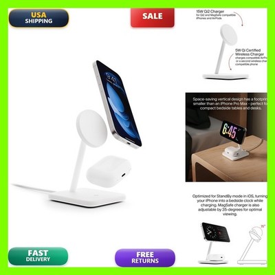 Twelve South HiRise 2 Deluxe 2-in-1 Wireless Charging Station White