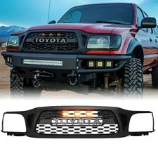 Front Bumper Grille Fit For 2001-2004 Toyota Tacoma Grill With Led Light Black
