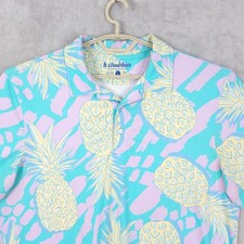 chubbies polo shirt large blue mens pineapples stretch golf performance active