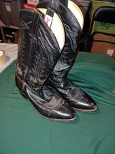 Vintage Tony Lama Mens Black Leather Cowboy Boots size1/2 9 EE USA made