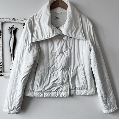 Lacoste Athleisure Women s Lightweight White Double Breasted Puffer Coat Sz XL