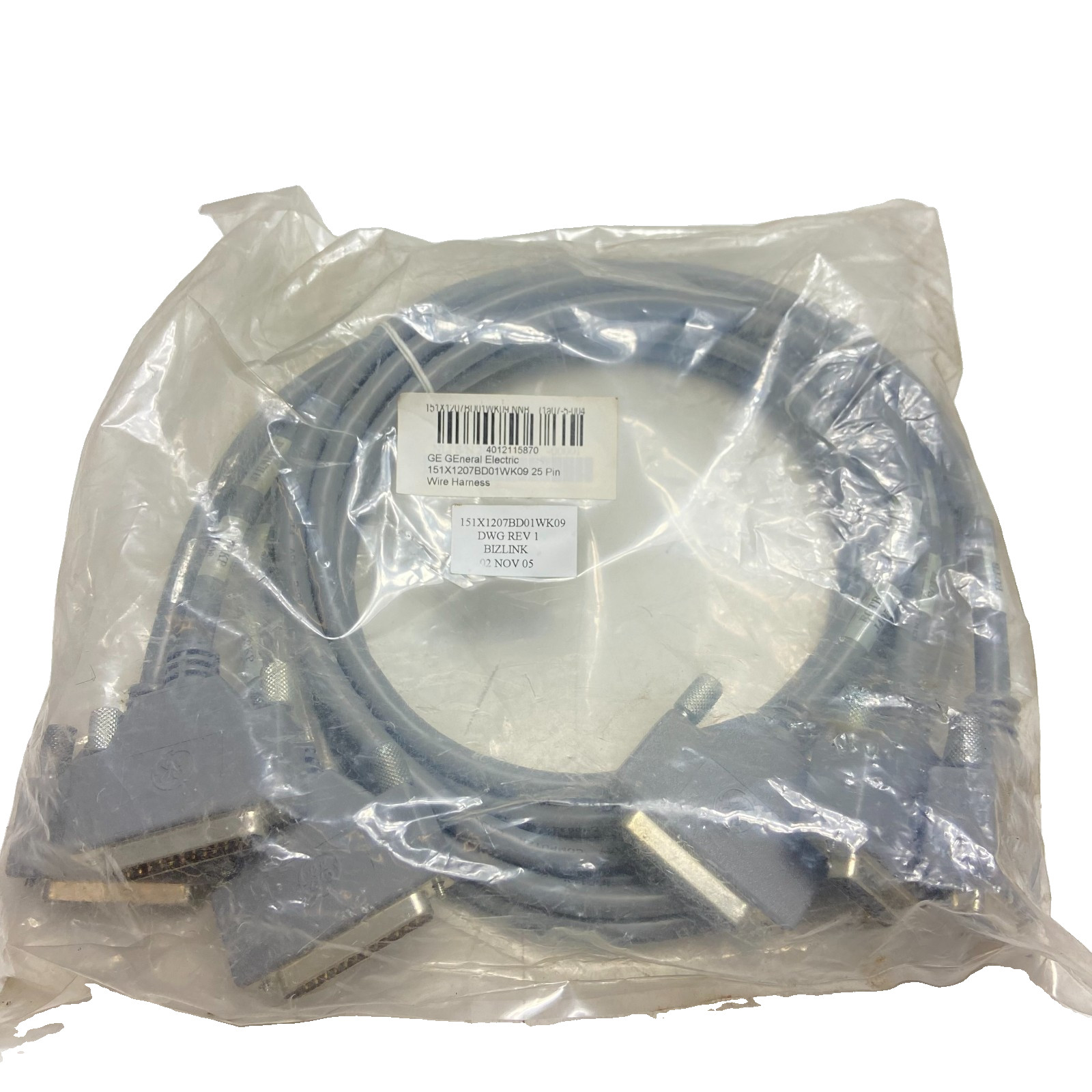 GE 151X1207BD01WK09 WIRE HARNES 25PIN DWG REV 1