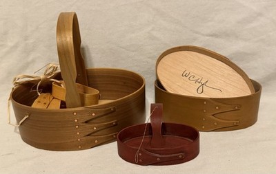 Vintage Lot Of Shaker Style Bentwood Baskets/Box 1, 2, 3 Finger Signed 