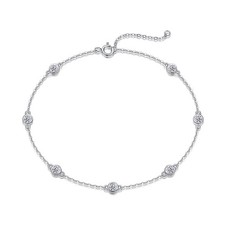 Classic 925 Sterling Silver 3mm D Color Moissanite Chain Bracelet for Women Lady