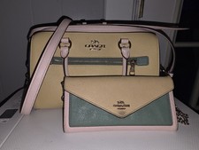 Coach Colorblock Pebbled Satchel Top Handle w/ Detachable Strap Wallet