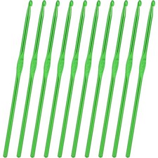 4mm Aluminum Crochet Hooks 10Pcs Gold Green Knitting Needles for Yarn Craft DIY