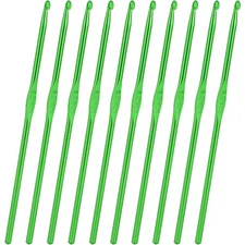 4mm Aluminum Crochet Hooks 10Pcs Gold Green Knitting Needles for Yarn Craft DIY