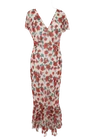 Marks & Spencer Women's Dress Ivory Floral Flutter Sleeve Bias Cut V-Neck New