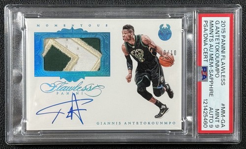 GIANNIS ANTETOKOUNMPO PSA 9 2015 FLAWLESS MOMENTOUS GU PATCH AUTO SAPPHIRE 10/10