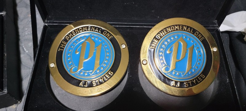 AJ Styles WWE Collectible Box Gold Blue Black with Two Medallions