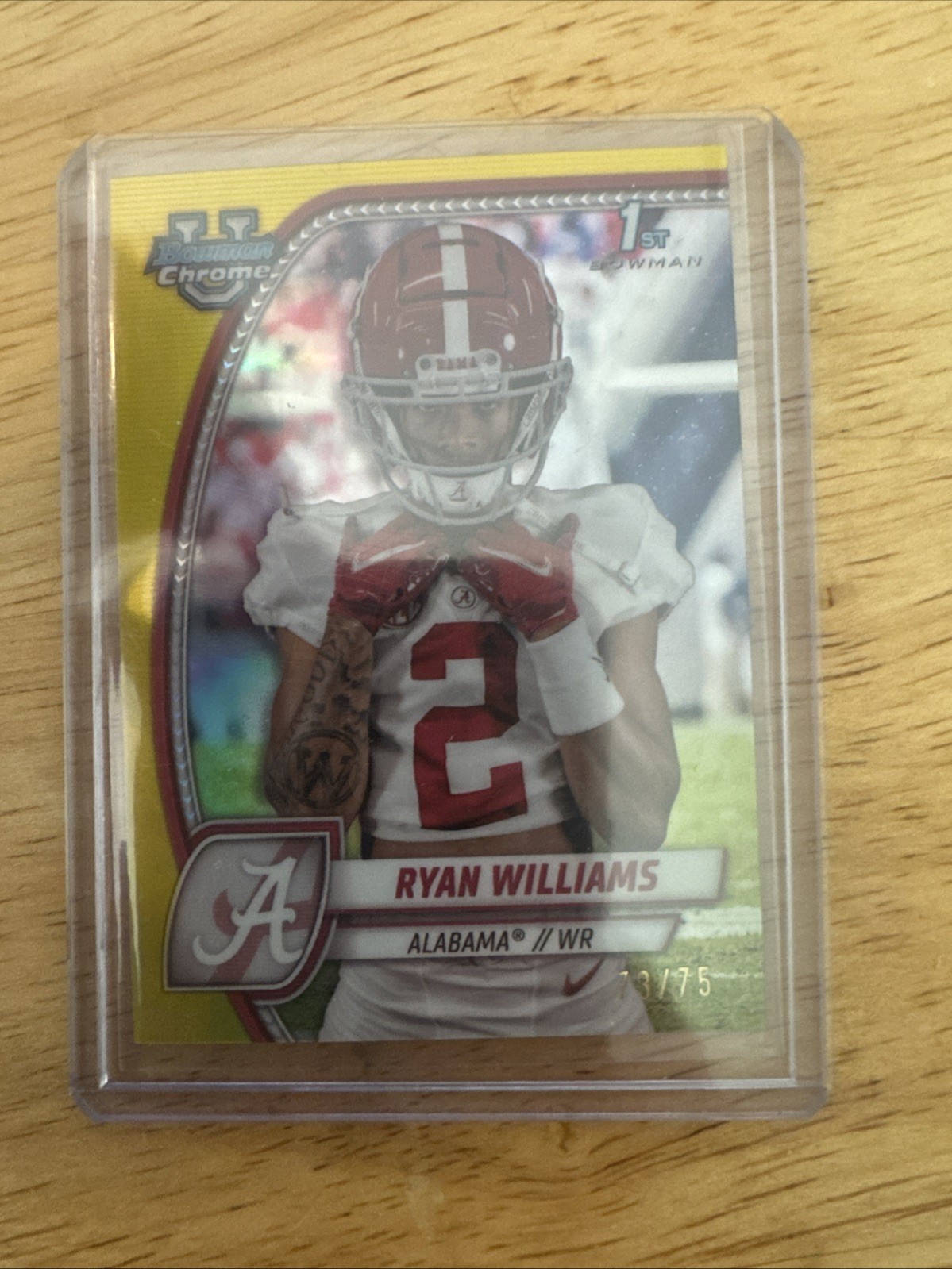 Ryan Williams 2024 Bowman University Chrome Sapphire 1st Yellow /75 #53 Alabama