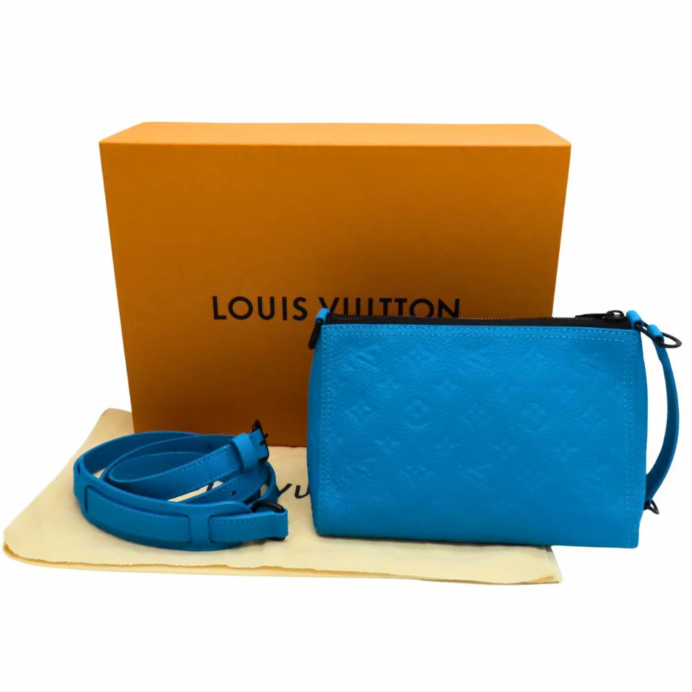 Louis Vuitton M55925 Monogram Empreinte Triangle Messenger Turquoise Handbag Sho