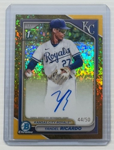2024 Bowman Chrome Yandel Ricardo 1st Gold Mini-Diamond Refractor Auto #44/50
