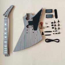 DIY Explorer Electric Guitar Kit Unfinished US Warehouse Zebrawood Body