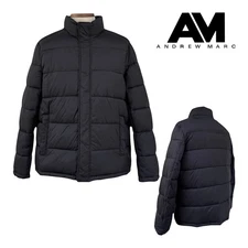 ANDREW MARC Mens L Puffer Jacket Winter Coat Nylon Water Resistant Full Zip EUC