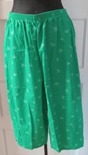 Vintage 90's Green Floral Semi-Sheer Pull On Style Slacks Pants Capri L