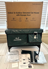 Clawsable Elevated Cat House Indoor Outdoor Insulated Weatherproof Escape Door