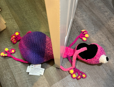 HANDMADE Crochet TOY AMIGURUMI door stop CRAZY FROG HOOKED GIFT DECOR NEW