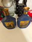 Beam's Choice Blue Liquor Decanter Bottles 4/5 Quart Crackle Ceramic Lot of 2 — photo 1