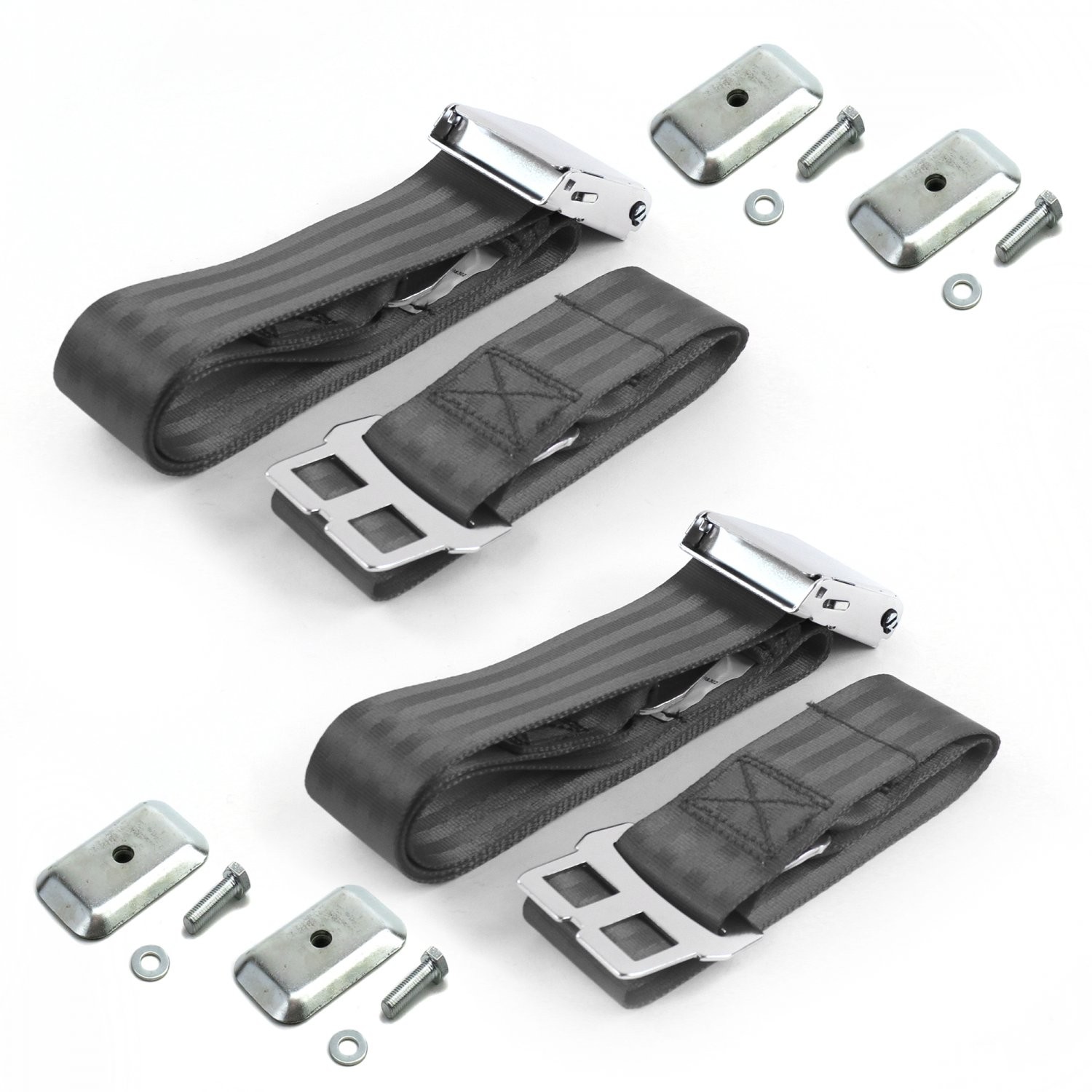 Ford GT40 1964 - 1969 Airplane 2pt Charcoal Lap Bucket Seat Belt Kit w/ Bracketr