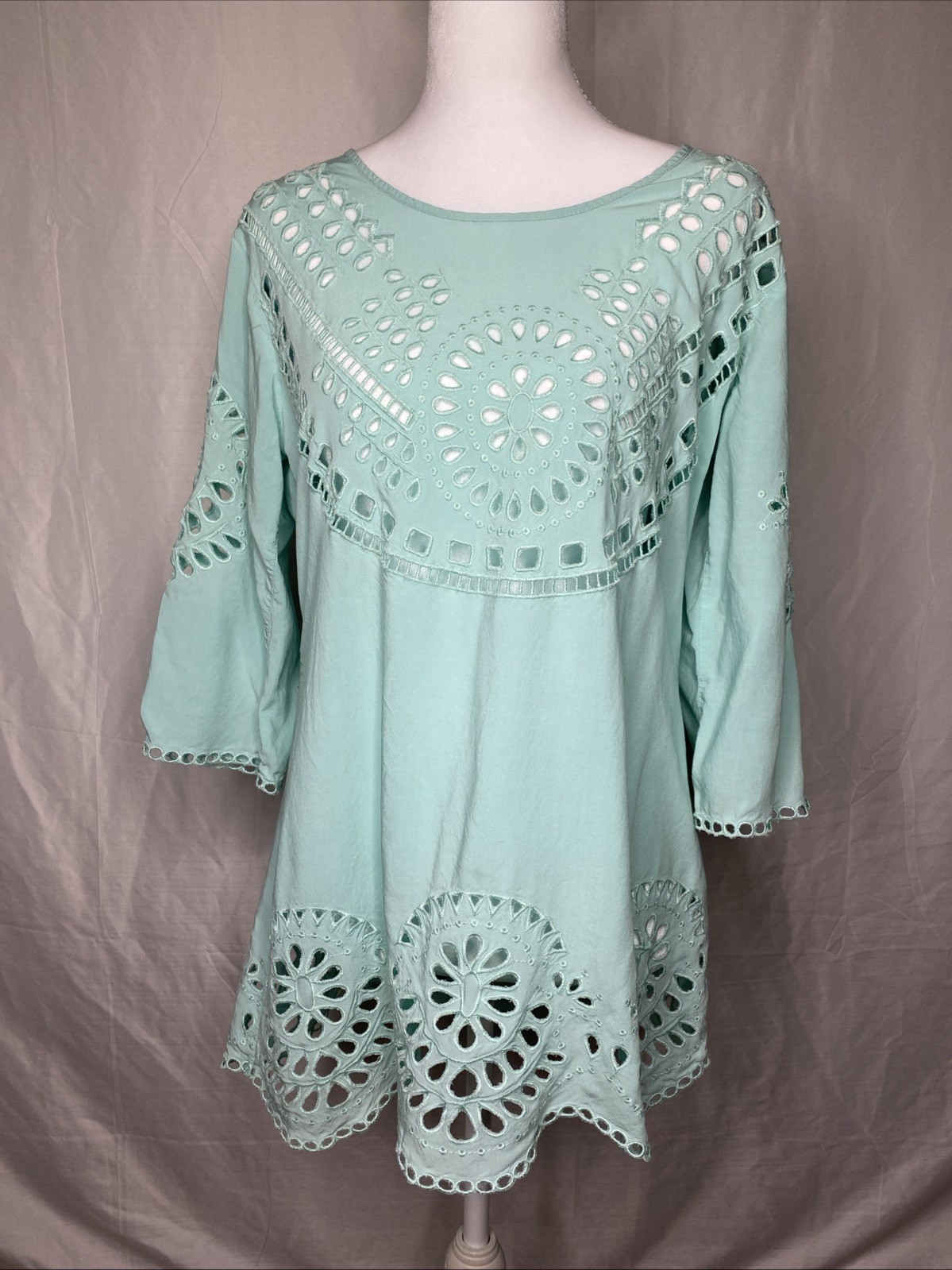 Solitaire Swim Women's White Tunic Cover Up Size S Tunic Top 3/4 Slv Resort