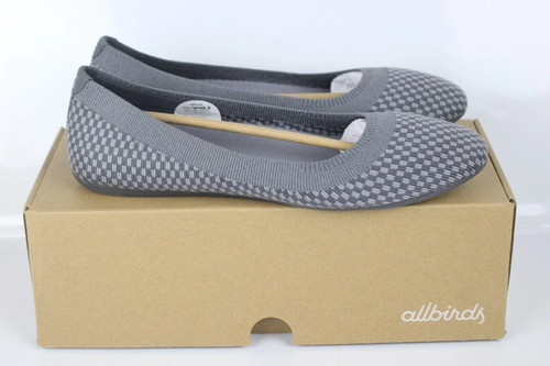 Allbirds Women's Tree Breezer Knit Pack Ballet Flats Slip On Stormy Grey