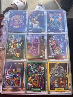 Marvel 1992 Non-Sport Trading Card Lot (9) Magneto Dr Strange Teamwork