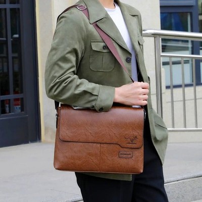 Herren-Schultertasche für iPad Leder Business Handtasche Männer Messenger Bag große Seite