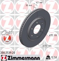 2X Zimmermann Bremsscheibe 200.2539.20