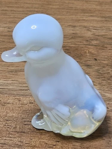 Fenton - Clear and Opalescent Art Glass Duck Figurine - solid