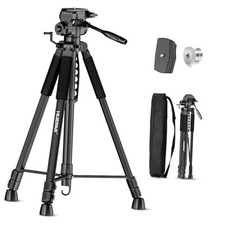 Lightweight 67.72-Inch Adjustable Laser Level Tripod with 3-Way Swivel Pan