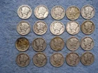 20 SILVER MERCURY DIMES WITH DATES  lot o