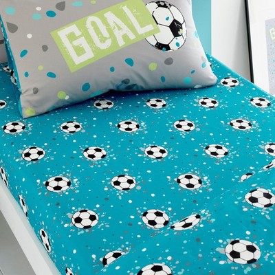 Bedlam Blue Aqua Fußballbettlaken - Einzelbett Spannbetttuch (190 x Einzelbett, grau 