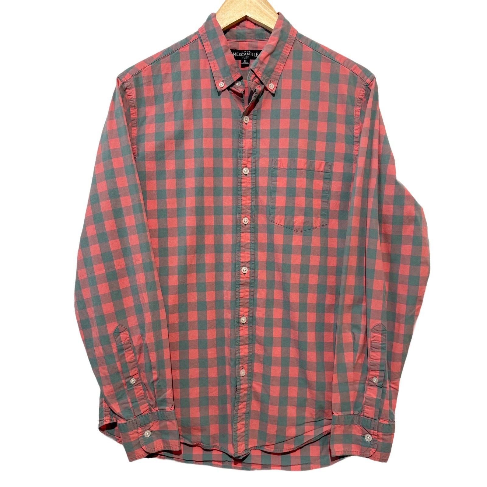 J Crew Mercantile Flex Mens Button Down Shirt Long Sleeve Gingham Plaid Size M