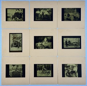 Set of 9 Vintage Black/White 35mm Slides Men/Women Driving Early 1900s Cars