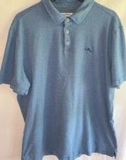 Tommy Bahama Mens XL Short Sleeve Polo Striped Blue