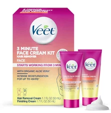 3 Minute Facial Hair Removal Cream for Women, Depilatory Cream with Organic Aloe