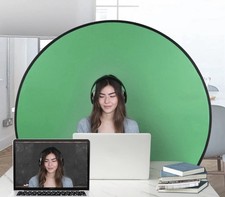 Green Screen Collapsible Polyester Backdrop, 59in/150 cm, Opaque