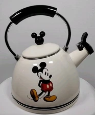 Walt Disney Gourmet Mickey Mouse Kettle Complete Spout Stopper & Lid Black White