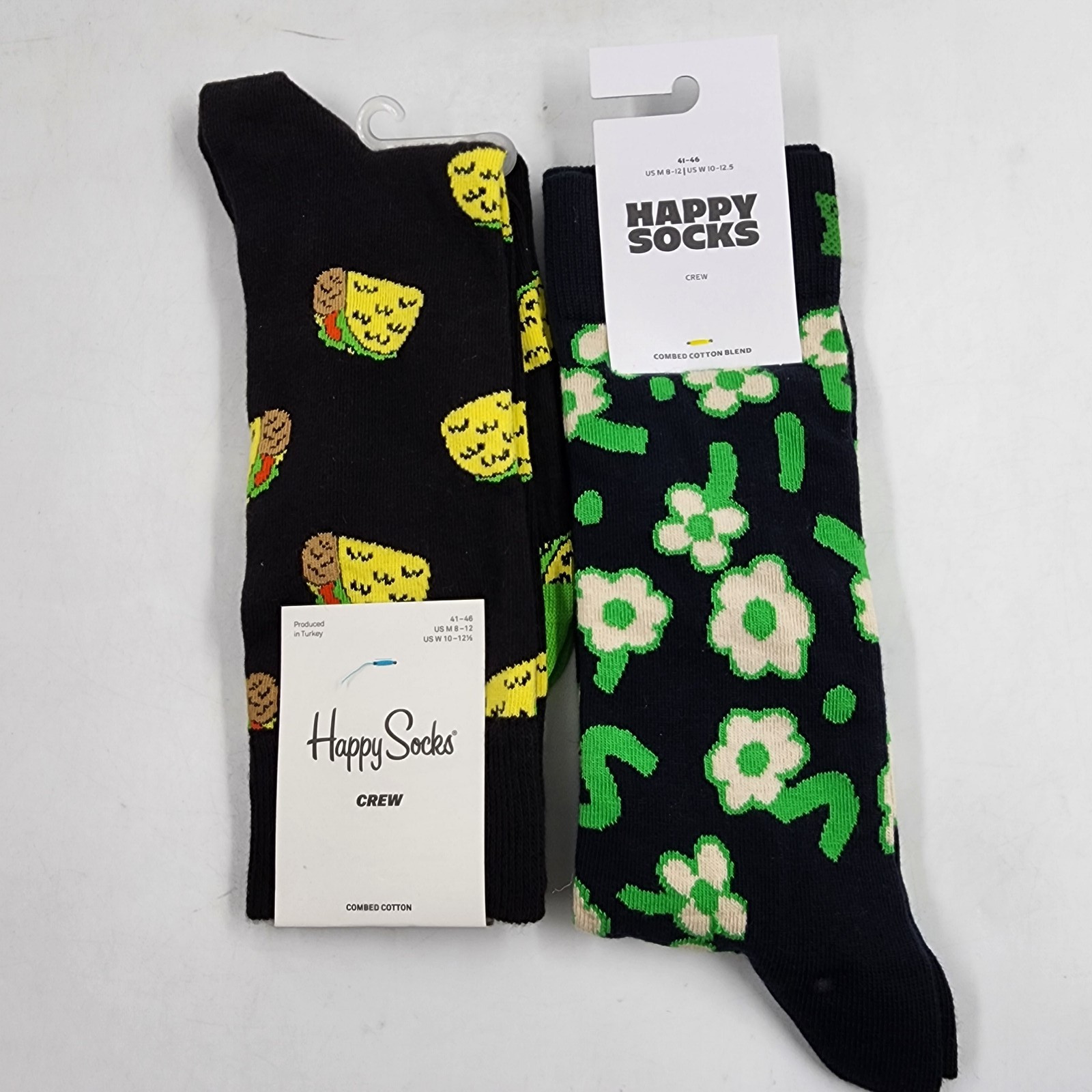 Носки Happy Socks Dancing Flowers Taco to Go Crew Мужские носки M 8-12 Разноцветные 2 пары 2290₽