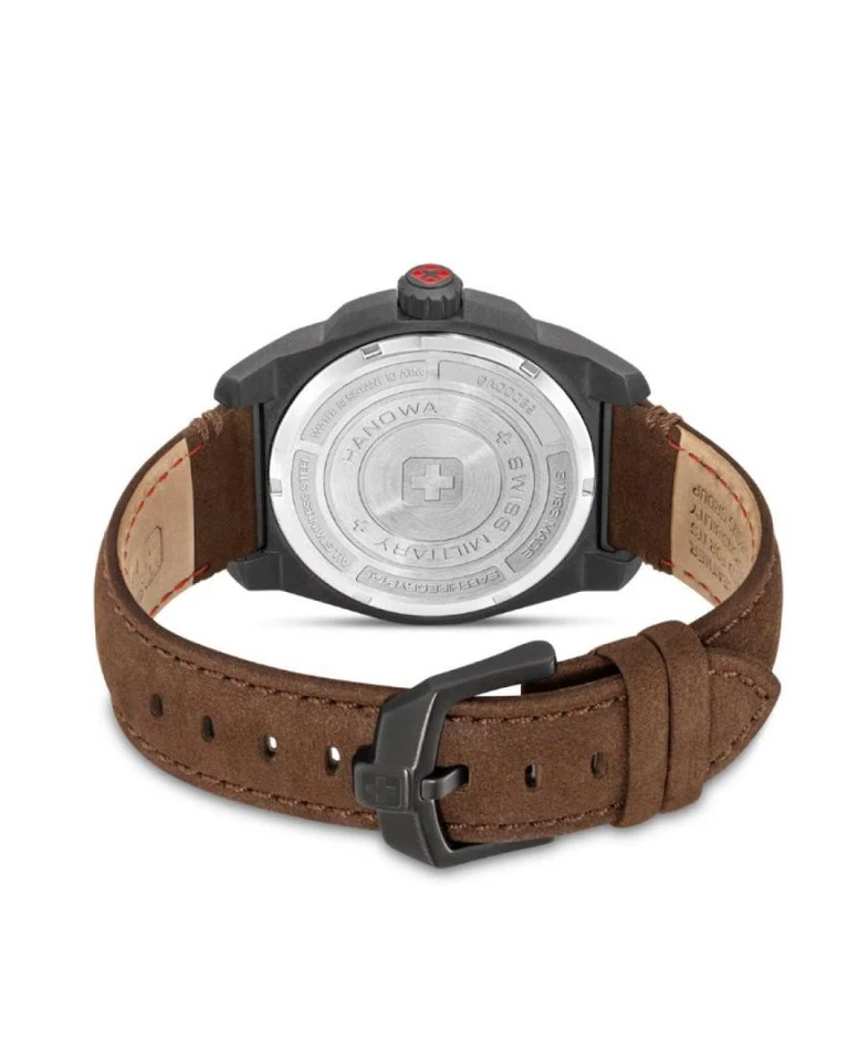 Reloj informal de cuarzo analógico HANOWA SUIZO MILITAR para hombre vestido clásico esfera negra Wa Foto 4 de 4